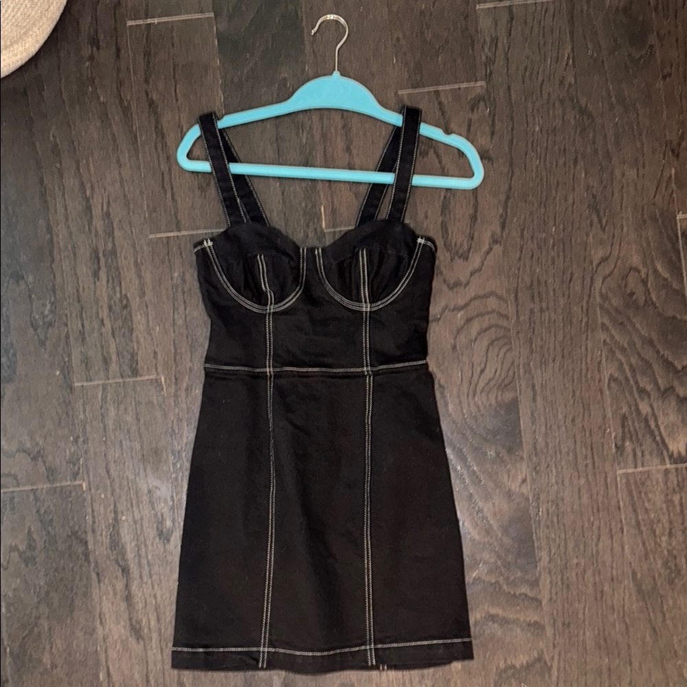 Reformation Nikki bustier denim dress in black size 2 (worn once)